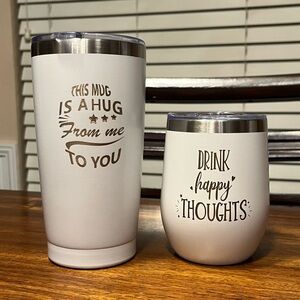 White Stainless Steel Tumbler Set